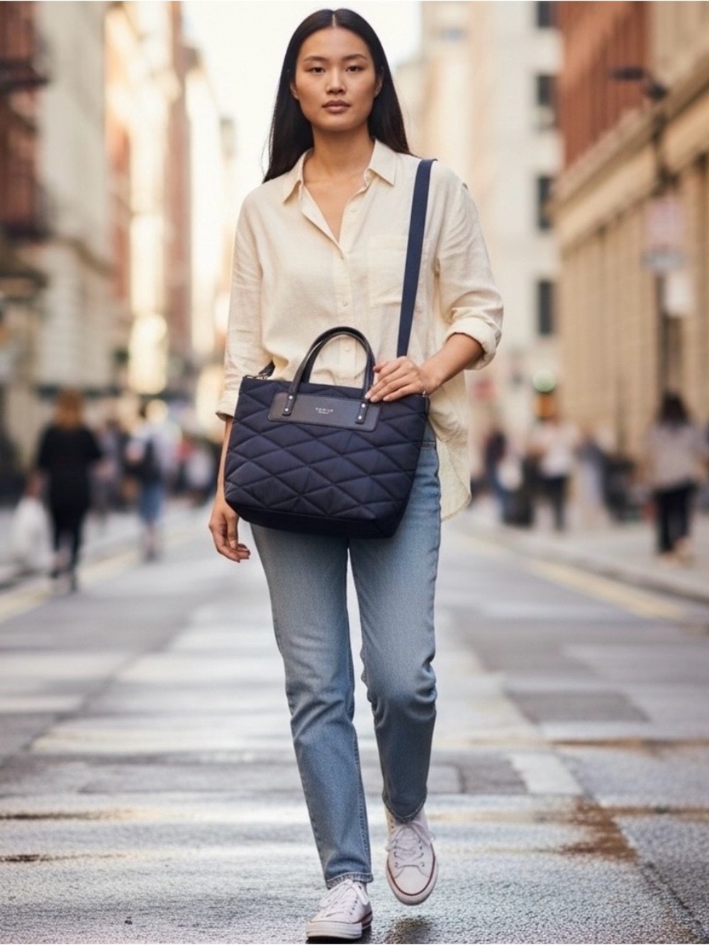 RADLEY LONDON Quilted Navy Top-Handle Tote with Detachable Strap